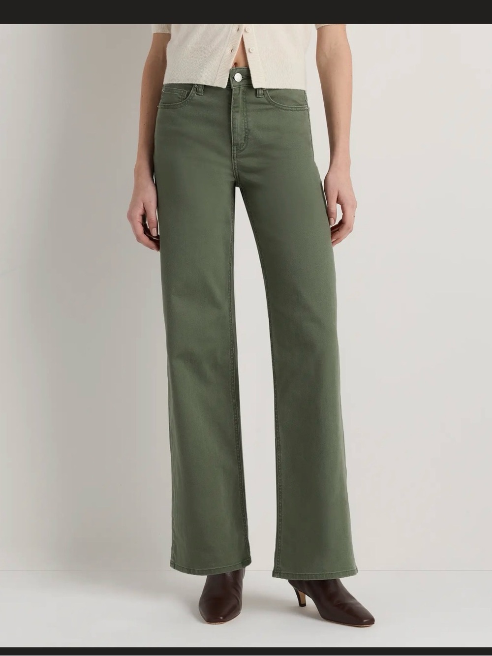 Quince Wide-Leg Jeans in Loden Olive Green